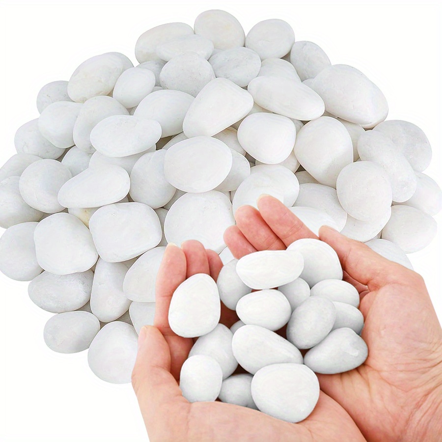 Aquarium Fish Items - 200/400g weiße hochglanzpolierte natürliche Kieselsteine 2-3cm