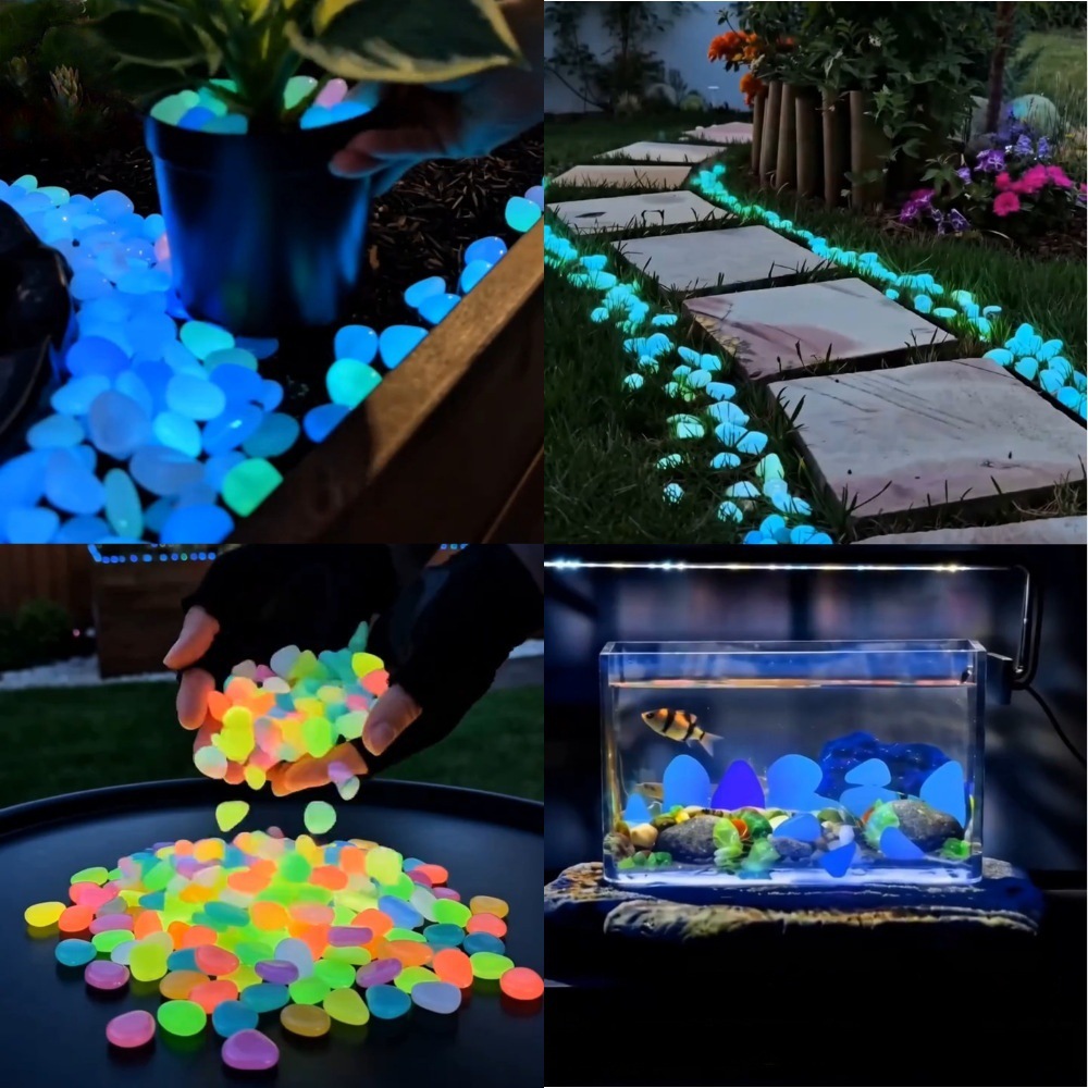 Aquarium Fish Items - Bunte, im Dunkeln leuchtende Kieselsteine für