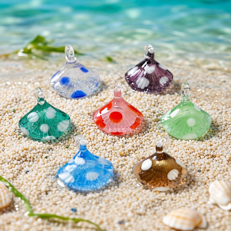Aquarium Fish Items - Bunte Mini-Muschel-Anhänger aus Glas, Niedliche Meereslebewesen-Ornamente