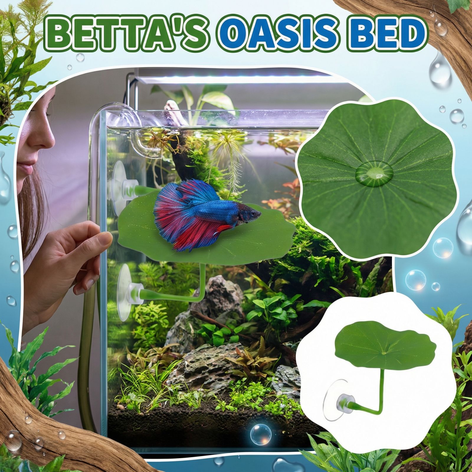 Aquarium Fish Home - Aquarium-Dekoration Künstliches Lotusblatt Betta-Fisch Ruheplatz Aquarium